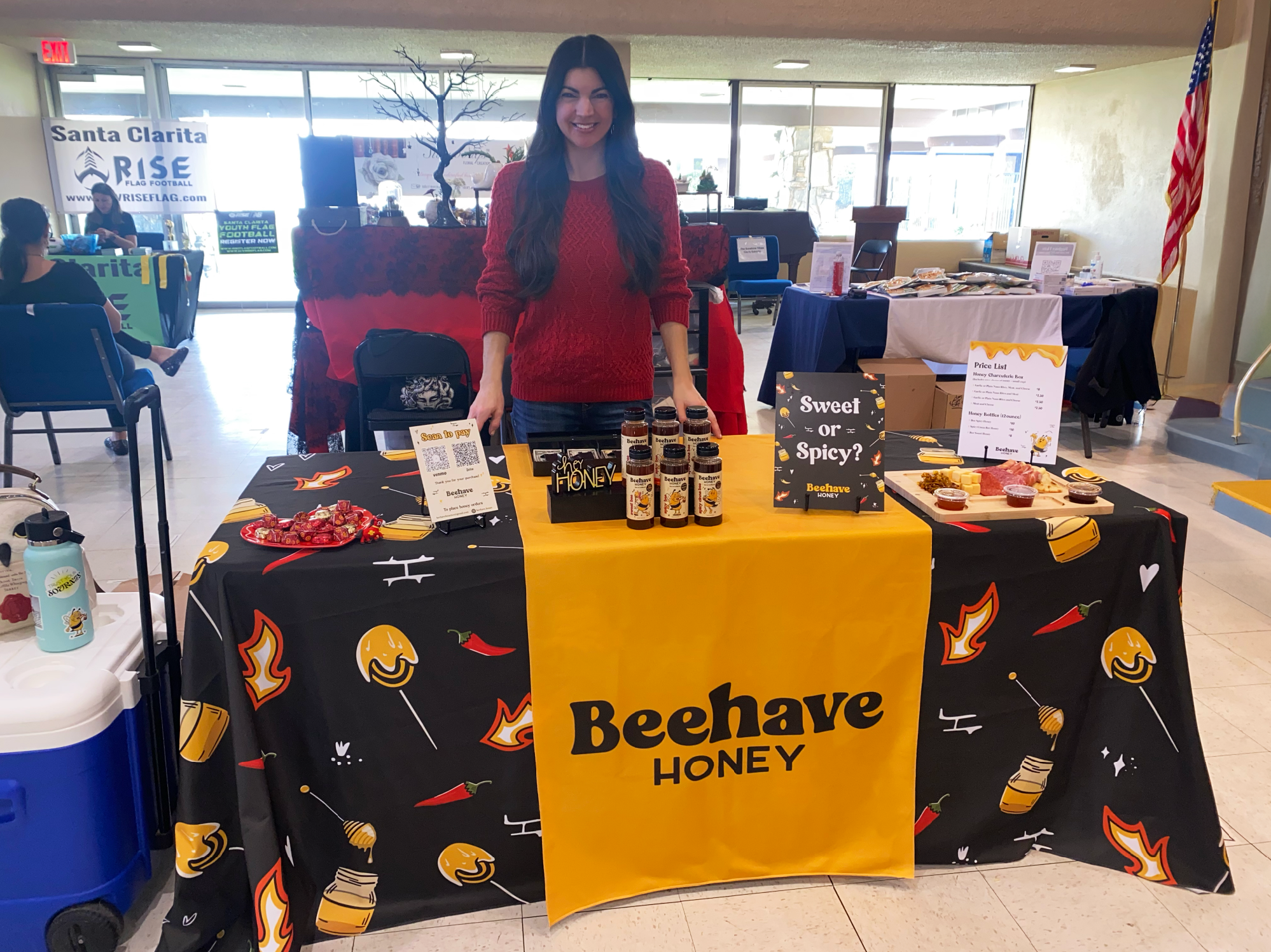 Jennifer Bafaro with the Beehave Honey display