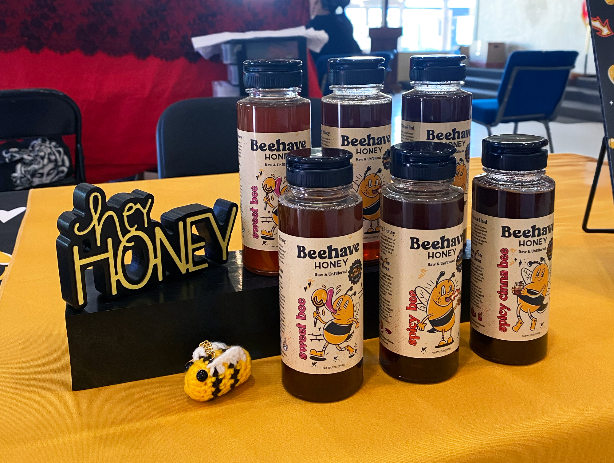 Beehave Honey bottles on display